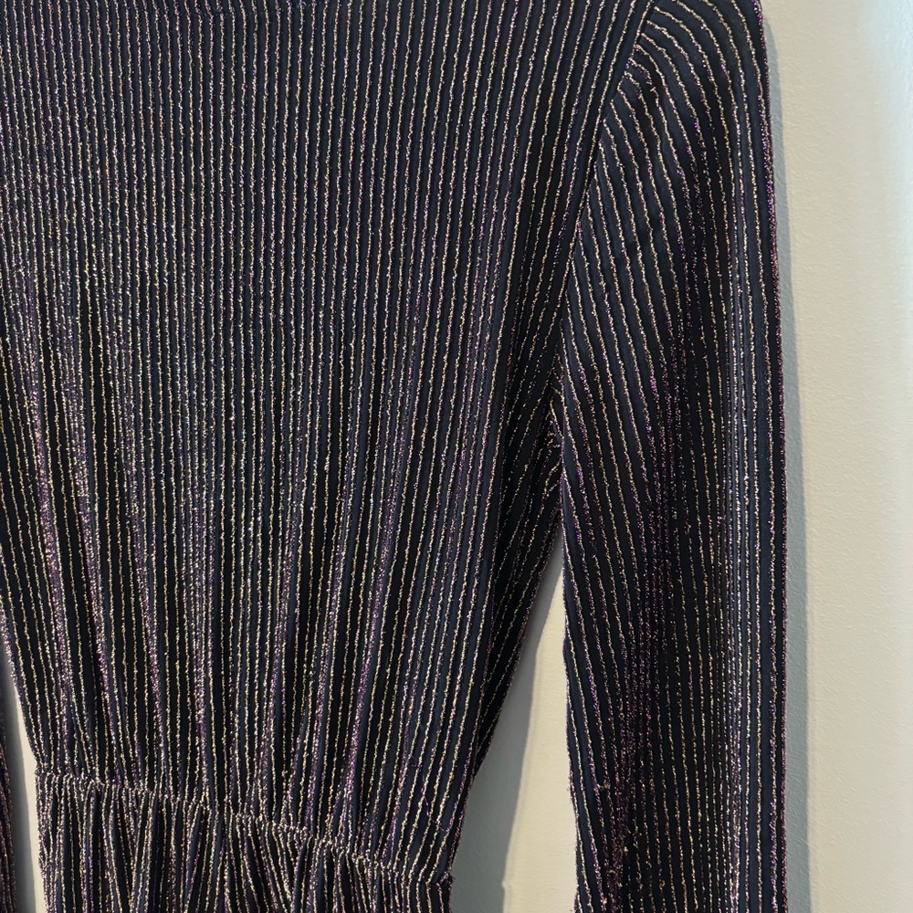 TOPSHOP Glitter Metallic Stripe Wrap Romper - Picture 8 of 9